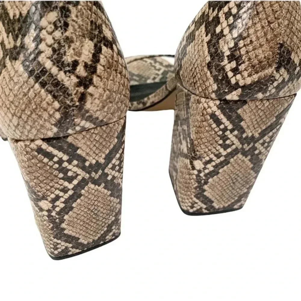 Chelsea & Violet Tara Snake Print Block Heel Sandal 6 NWT
